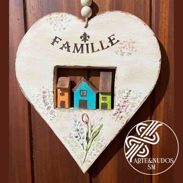 Colgante de puerta corazón “Famille”