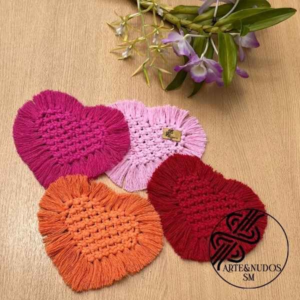Posavasos/adorno corazón en macramé – 4 colores - Image 5